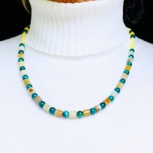 GREEN TIGER’S EYE AND AMAZONITE NECKLACE